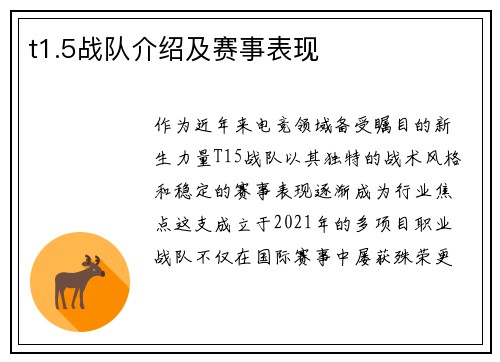 t1.5战队介绍及赛事表现